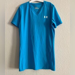 UNDER ARMOUR Shirt Girls Youth Blue Short Sleeve Heatgear YXL XL Extra Large